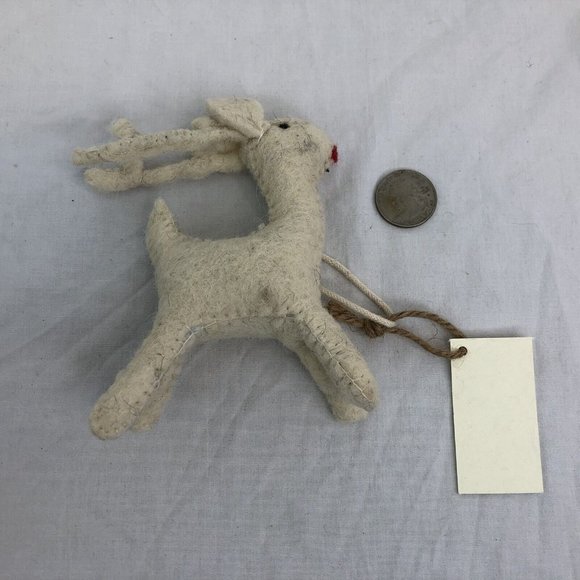 restoration hardware baby child reindeer red nose felt ornament 5" - Picture 3 of 5